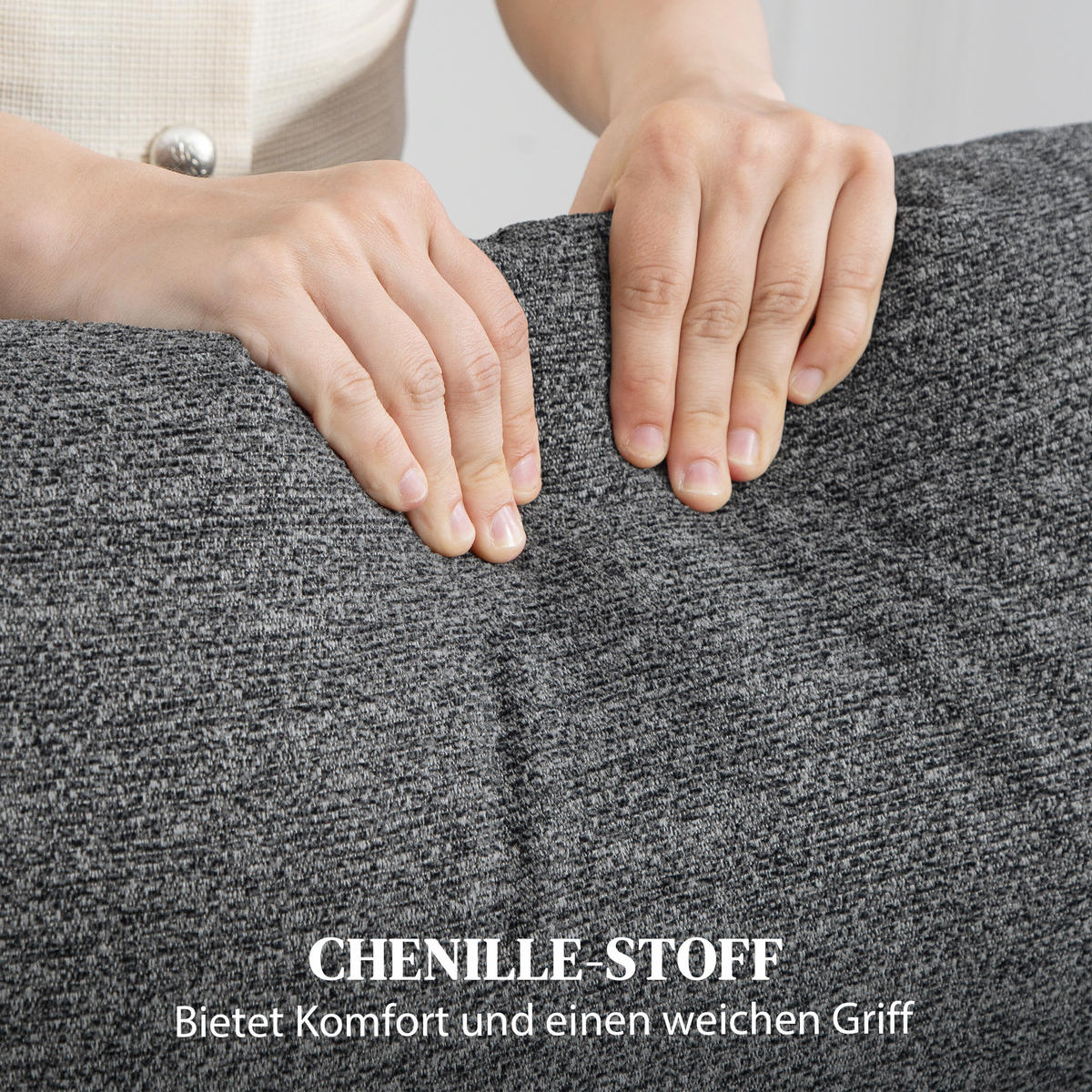 RELAXSESSEL Polyester Grau - Grau, Textil/Metall (91/98/161cm) - HOMCOM