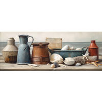 GLASBILD 80x30 cm Küche Vintage maritim - Beige, Glas (80/30cm) - artissimo