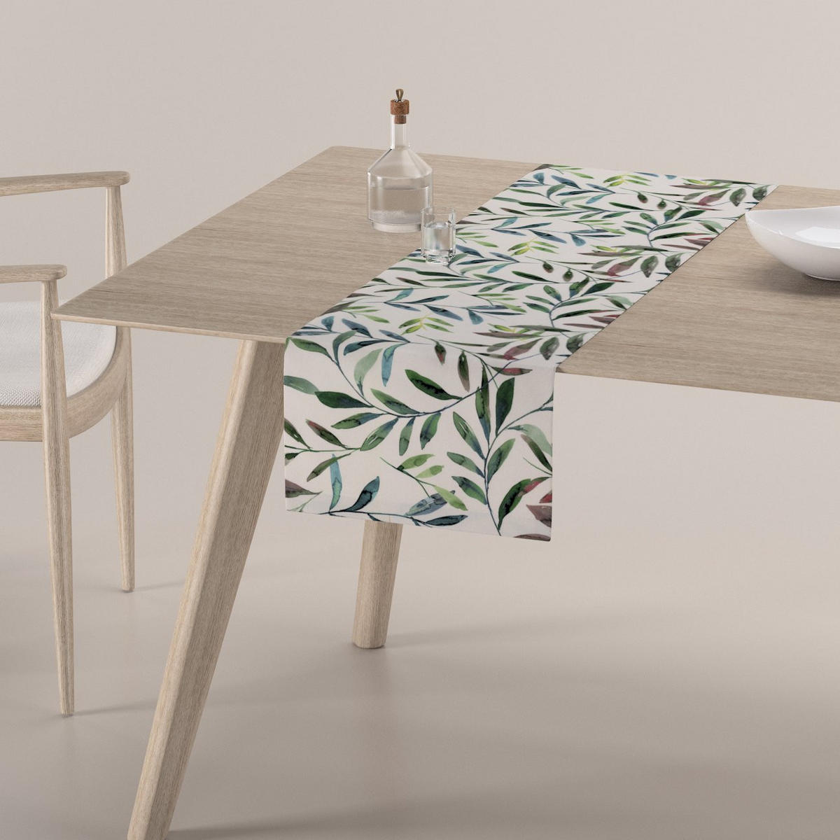 TISCHLÄUFER Eden, weiß und grün, 40x130 cm - Weiß, Textil (40/130cm) - Dekoria