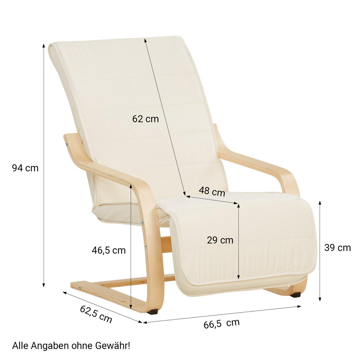 RELAXSESSEL natur mit Fußstütze - Naturfarben, Textil (66/94/62cm) - Homestyle4u