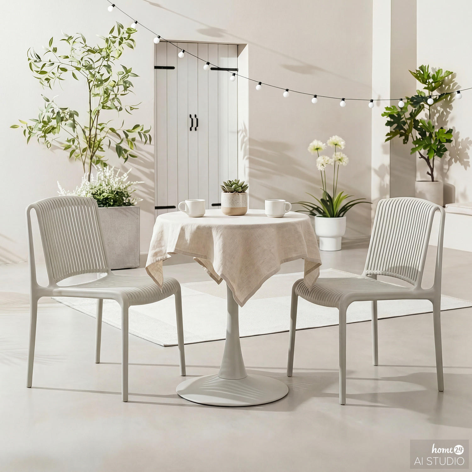 GARTENSITZGRUPPE - 3-teilig - Stahl / Polypropylen - Kaschmir, Kunststoff/Metall - home24