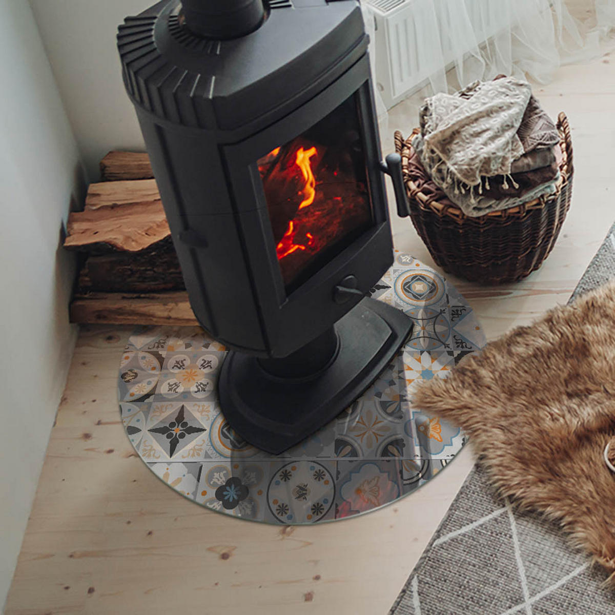 GLASPLATTE für Kamin Ø 60 cm - Grau, Glas (60/60/0.4cm) - TULUP