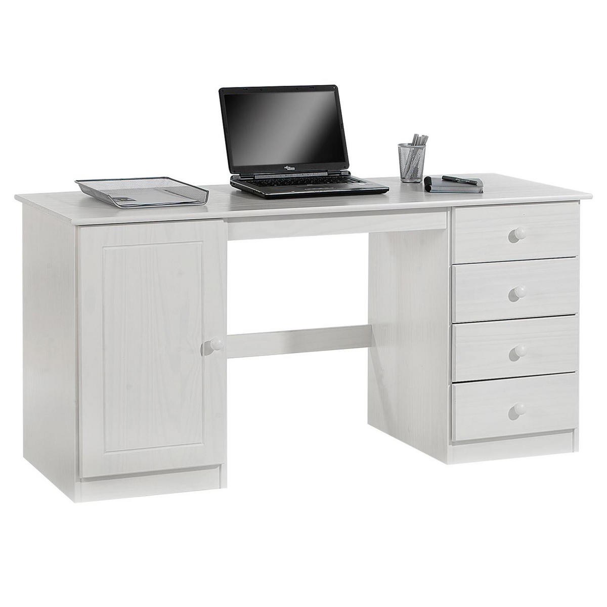 SCHREIBTISCH MANAGER - Weiß, Holz (54/145/73cm) - IDIMEX