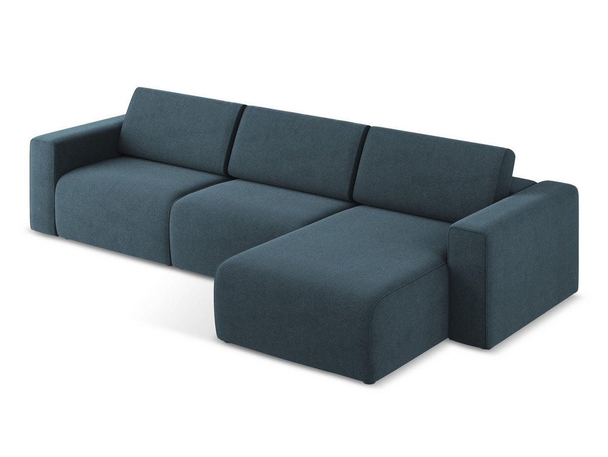 ECKSOFA Links Strukturstoff Stoff Blau - Blau/Pink, Kunststoff/Textil (314/167cm) - Makamii