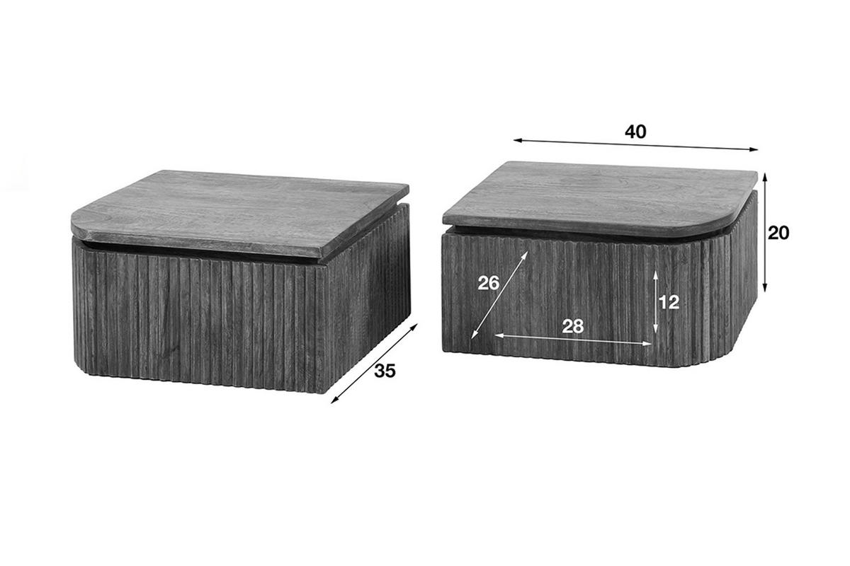 NACHTTISCH HEVE 2ER SET Holz Mango - Braun, Holz (40/20/35cm) - KAWOLA