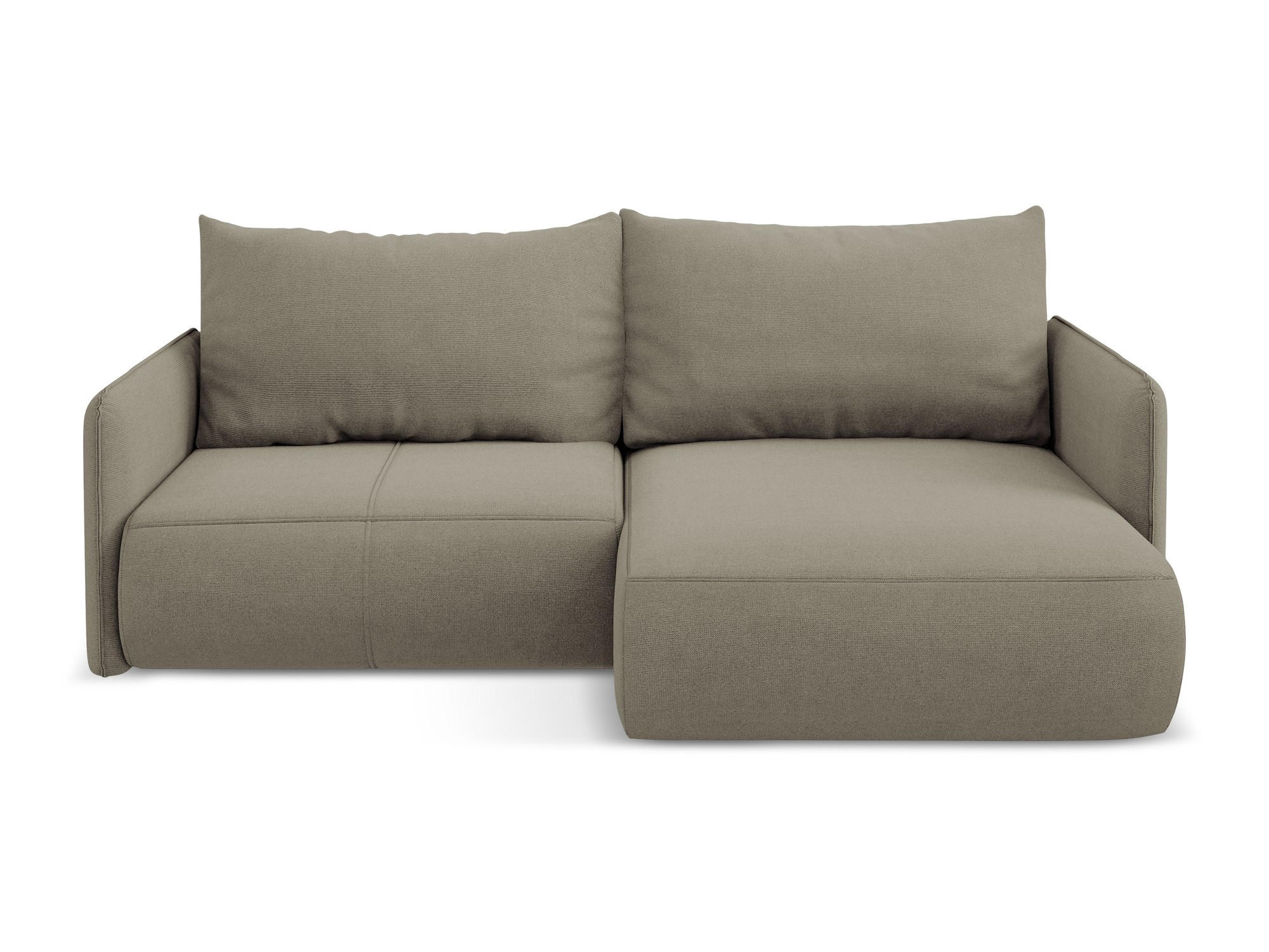 ECKSOFA mit Schlaffunktion Strukturstoff Stoff Beige - Beige/Schwarz, Kunststoff/Textil (207/148cm) - Makamii