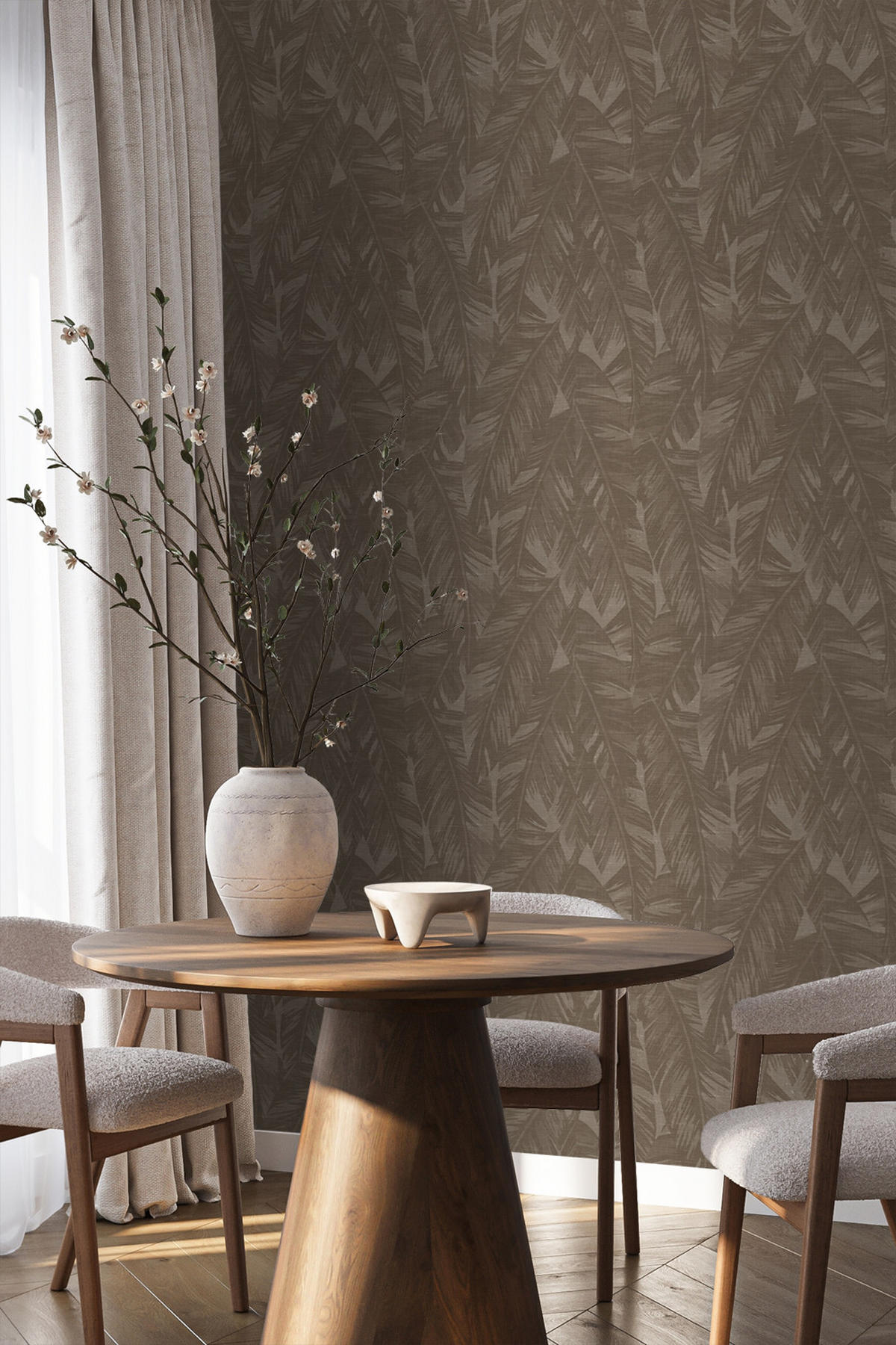 TAPETE Bananenblätter 50 x 900 cm - Braun, Papier (50/900cm) - Origin Wallcoverings