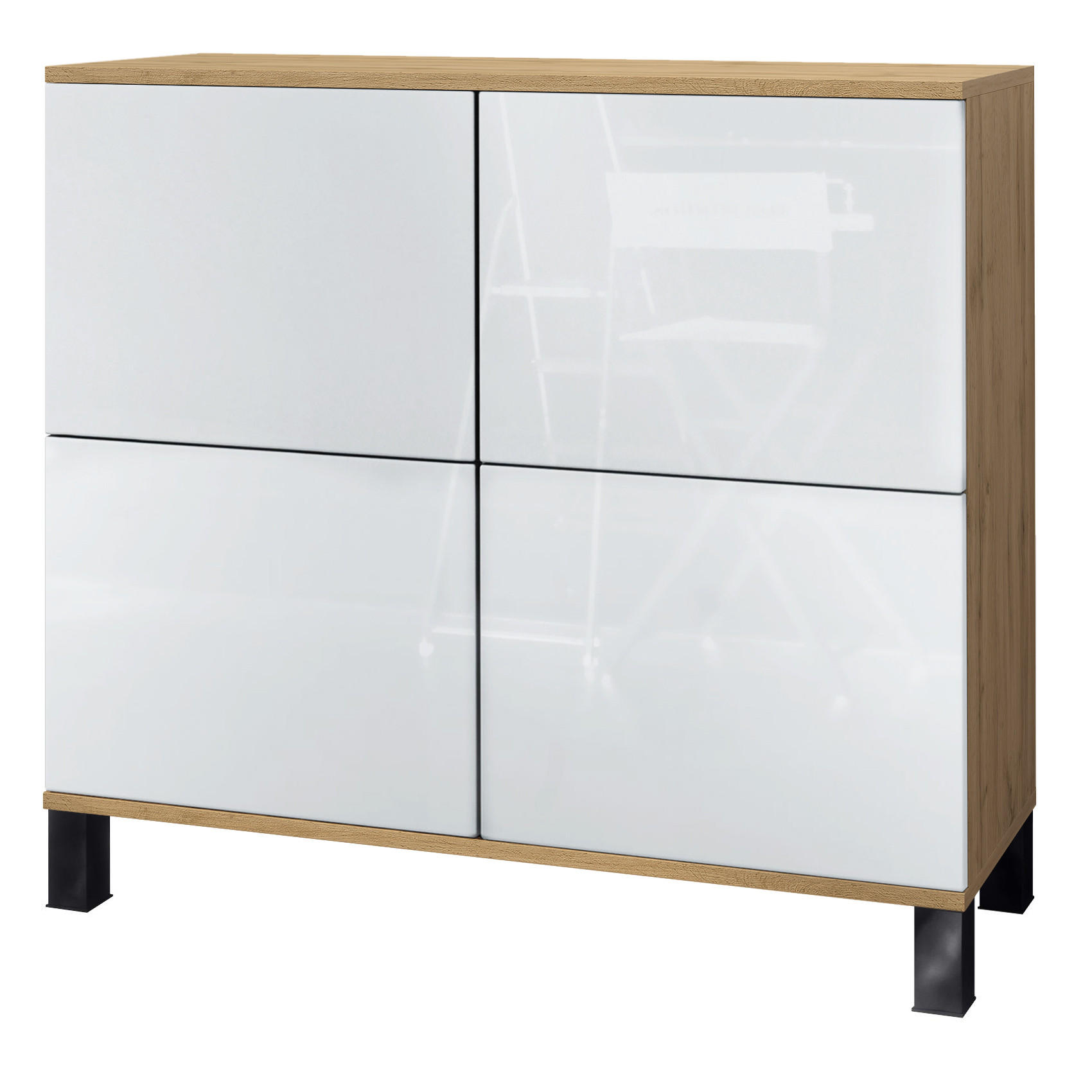 Vladon Kommode Weiß Hochglanz 92.5x84.5x35 cm