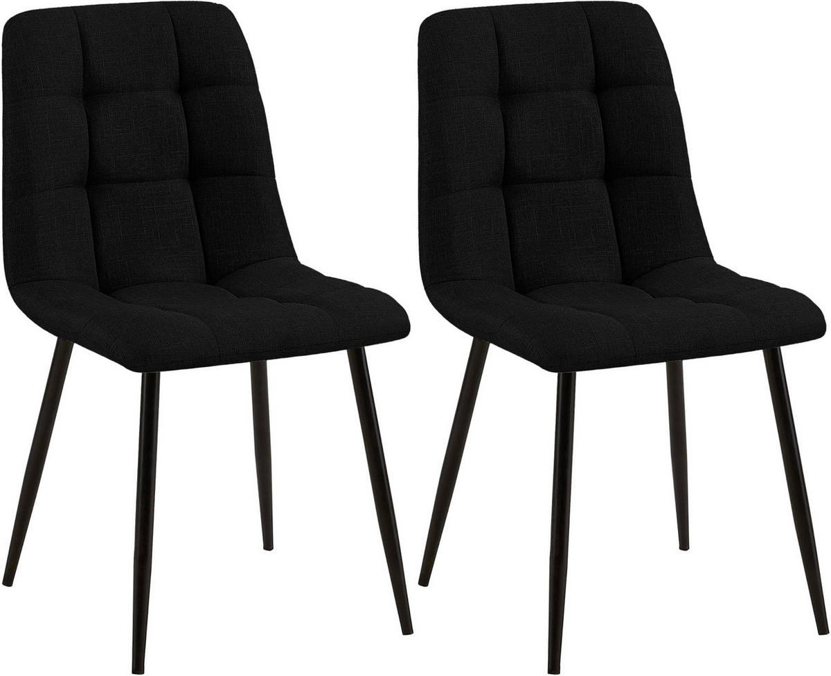 STUHL 2er Set Stoff Schwarz - Schwarz, Textil/Metall (45/84/55cm) - CLP