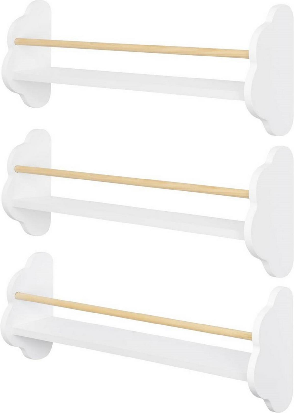 KINDER-WANDREGAL 3er Set, Kiefernholz, 65 x 12,7 x 23cm, Weiß - Weiß, Holz/Holzwerkstoff (65/23/12.7cm) - Woltu