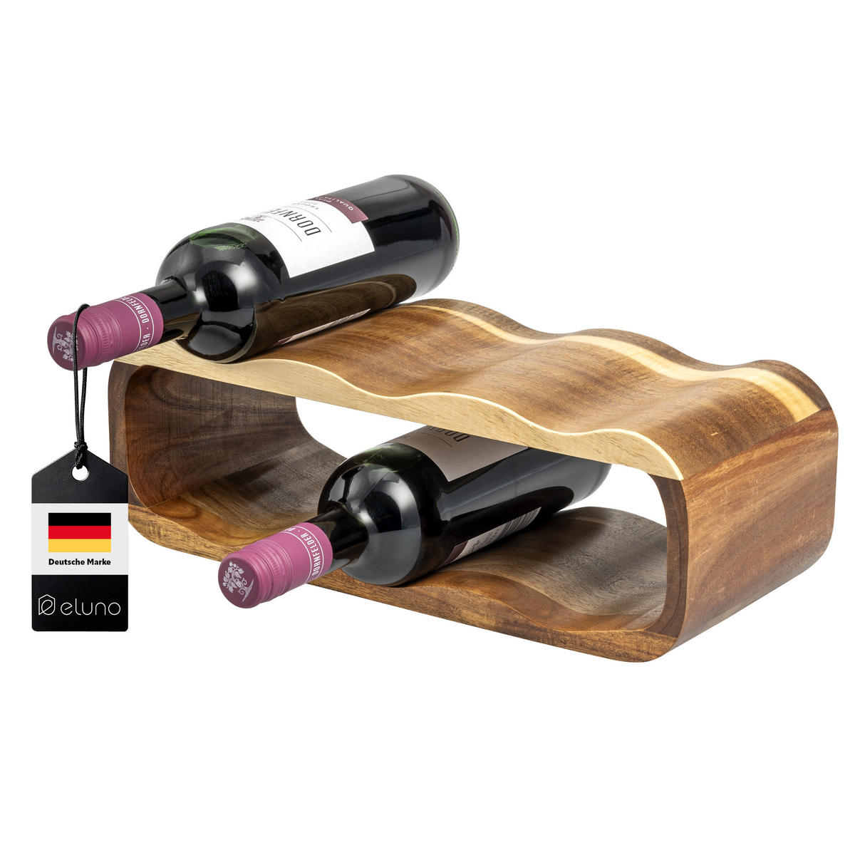 WEINREGAL, braun - Akaziefarben, Holz (39/14.5/15cm) - eluno