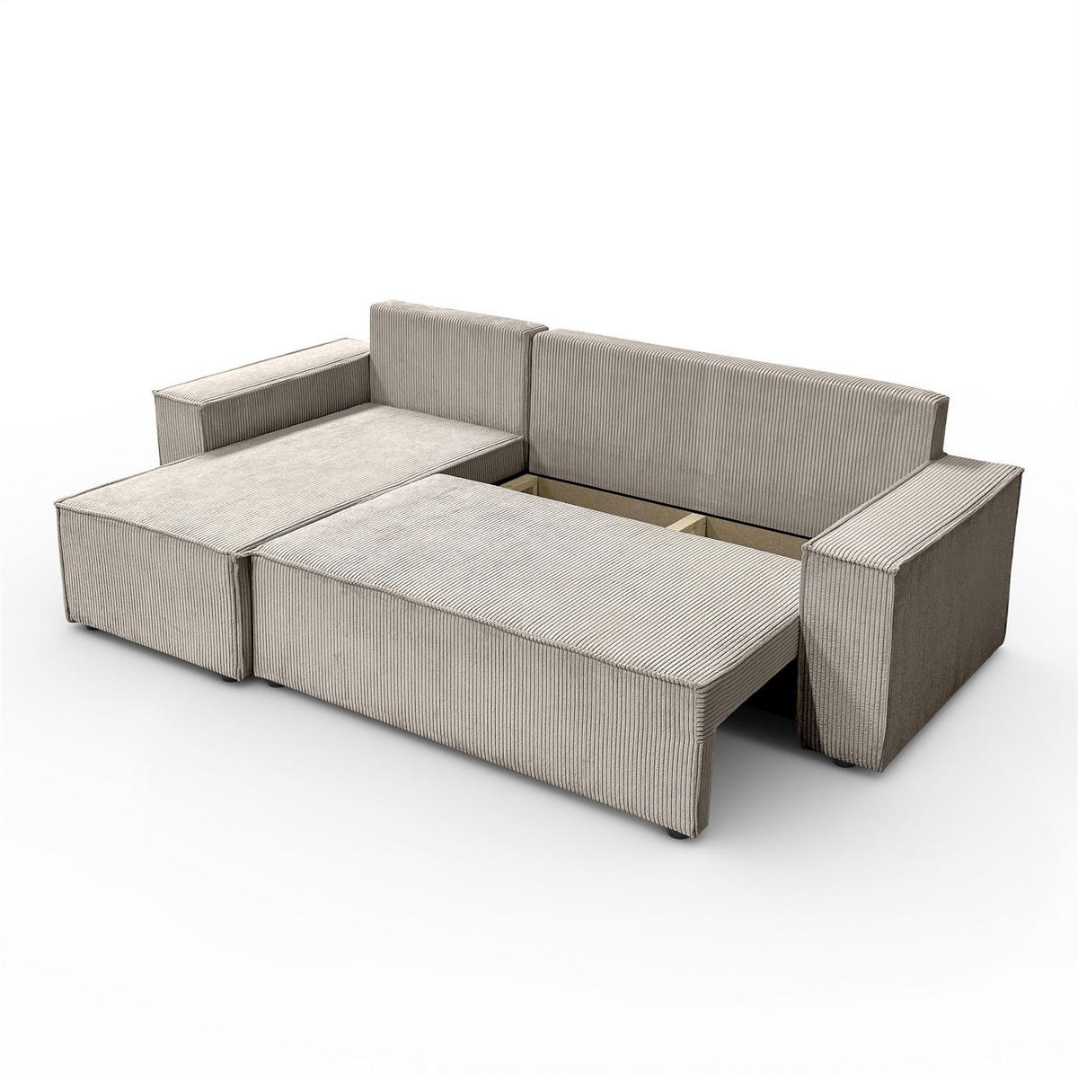 GEPOLSTERTES Ecksofa CARLOS L, Poso 02 - Beige, Textil (247/143cm) - Lookway