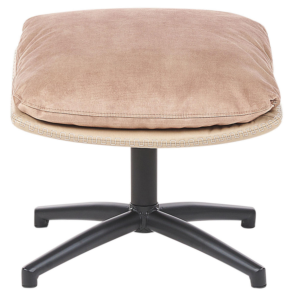 STUHL Samtstoff mit Fußhocker Sandbeige Eide - Beige/Schwarz, Textil (78/100/87cm) - Beliani