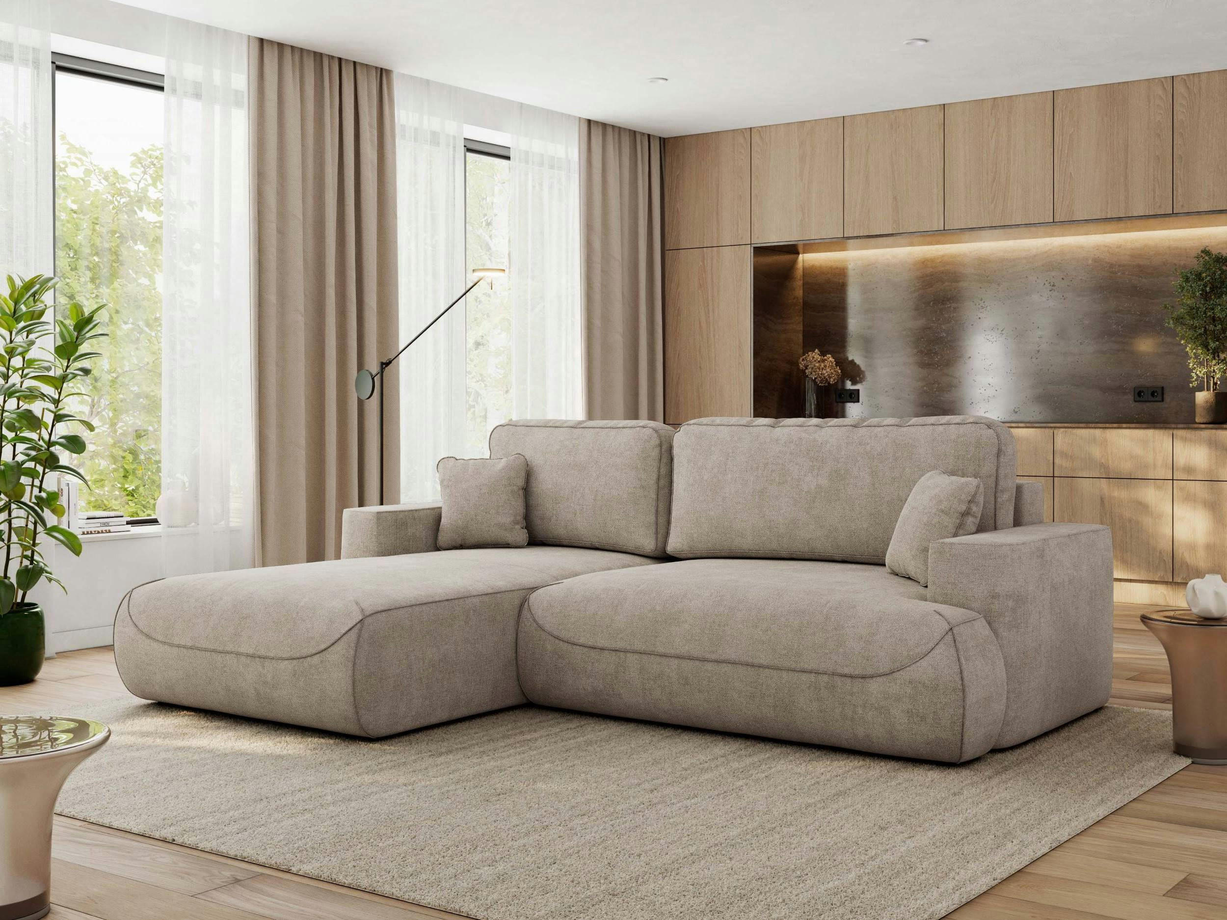 ECKSOFA OVO L Beige Struktur - Links Seite - Beige/Schwarz, Kunststoff/Textil (271/195cm) - MKS