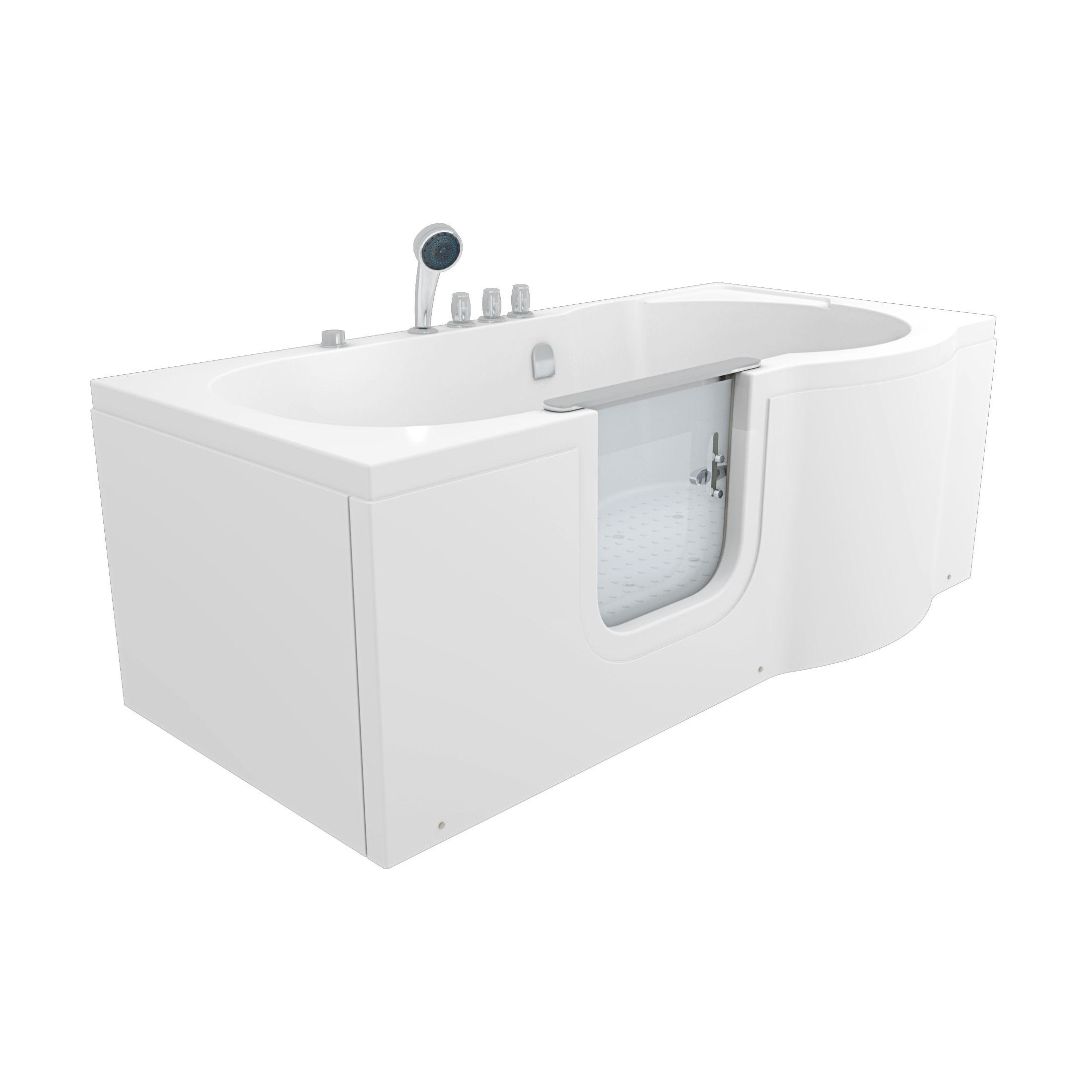 SITZBADEWANNE Senioren Wanne Sitzwanne mit Tür S12-TH-AIR-L 170x85cm - Weiß, Glas/Kunststoff (85/60/170cm) - AcquaVapore by Sandra Jentho