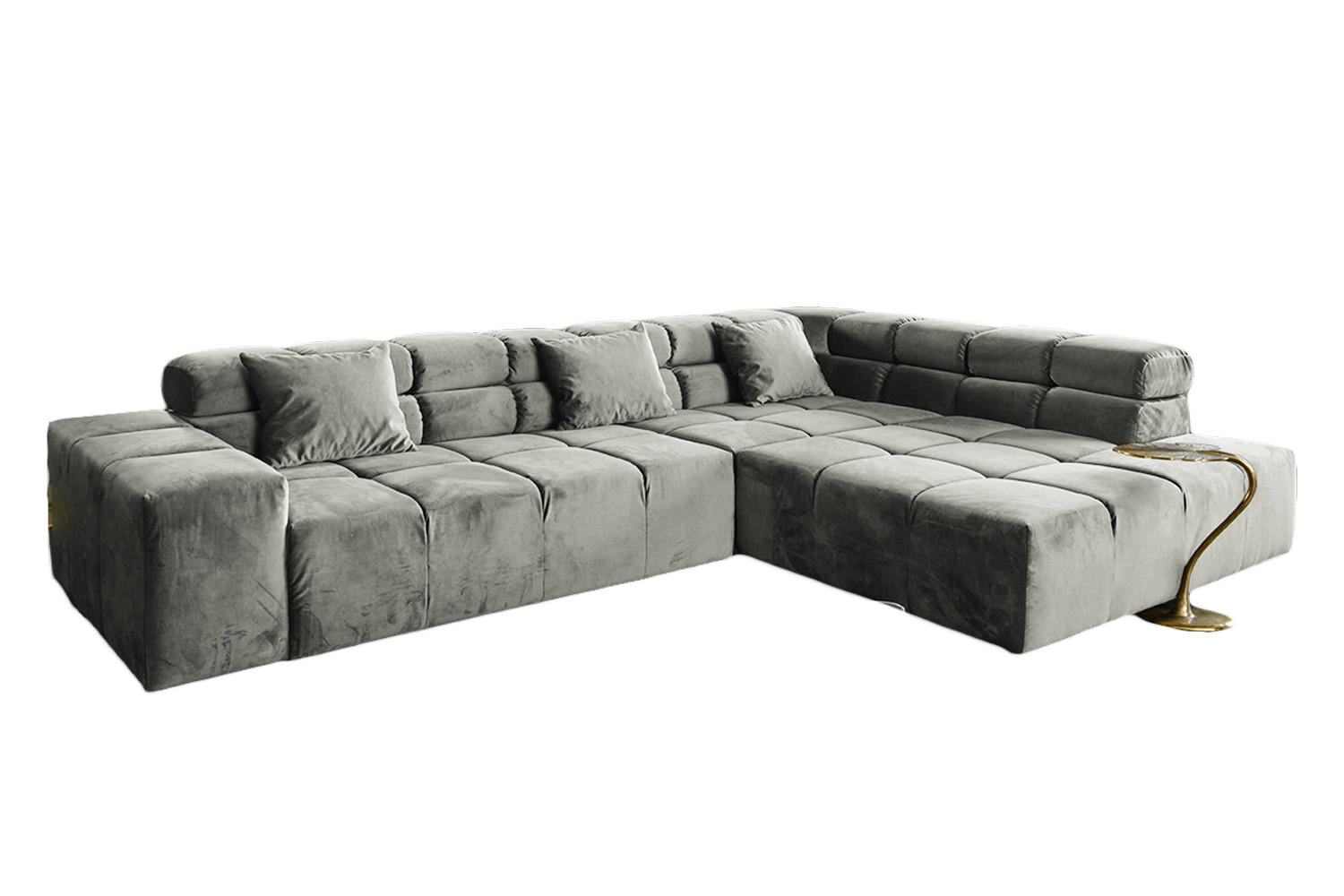 ECKSOFA MIT MOTORISCHEM SITZVORZUG NEVADA Silber Velvet - Silberfarben/Schwarz, Textil (319/215cm) - KAWOLA