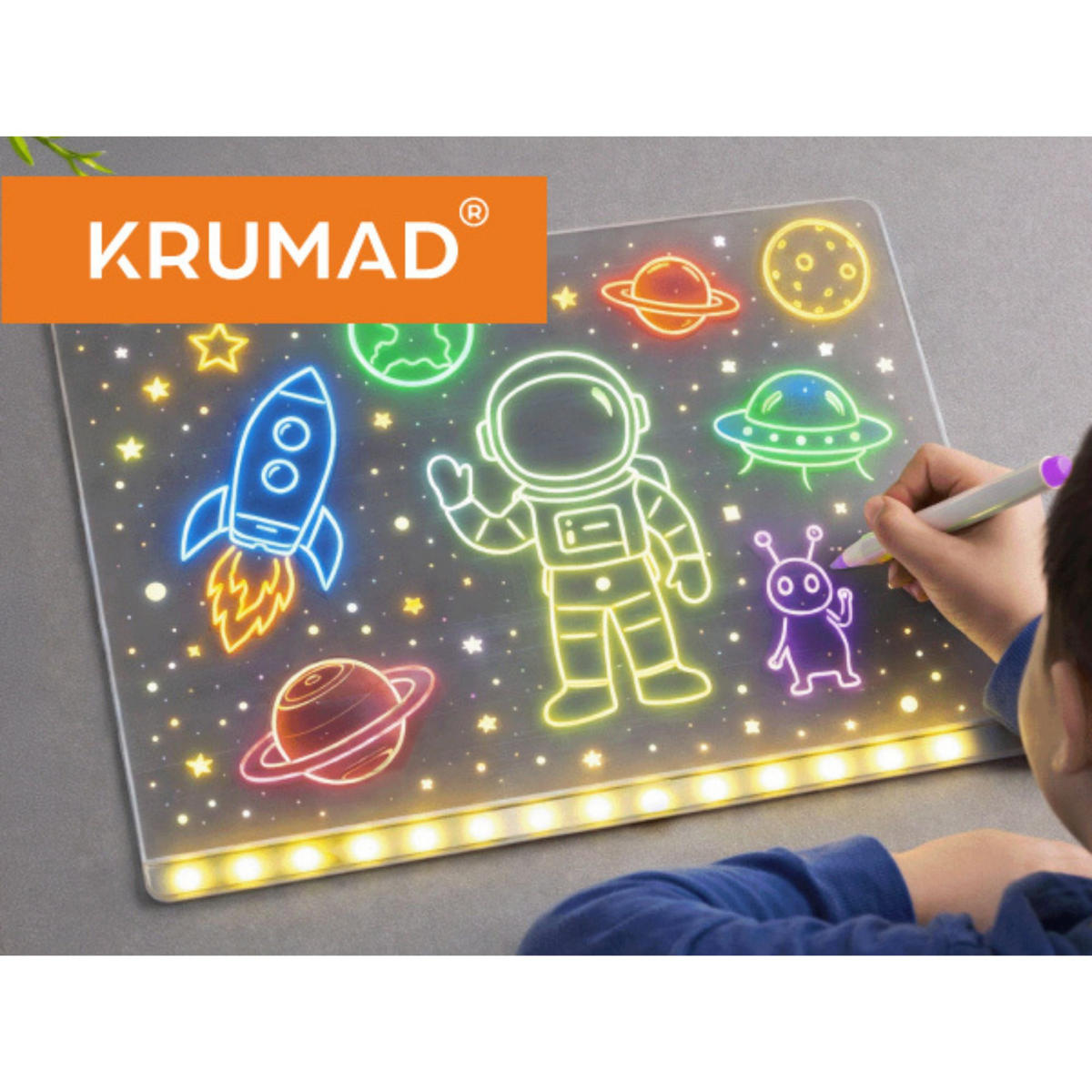 NOTIZTAFEL LED mit Farben - Transparent, Kunststoff (20/20/30cm) - KRUMAD