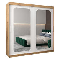 SCHWEBETÜRENSCHRANK 200/200/62 2-türig - Silberfarben/Weiß, Holz/Kunststoff (200/200/62cm) - Abiks Möbel