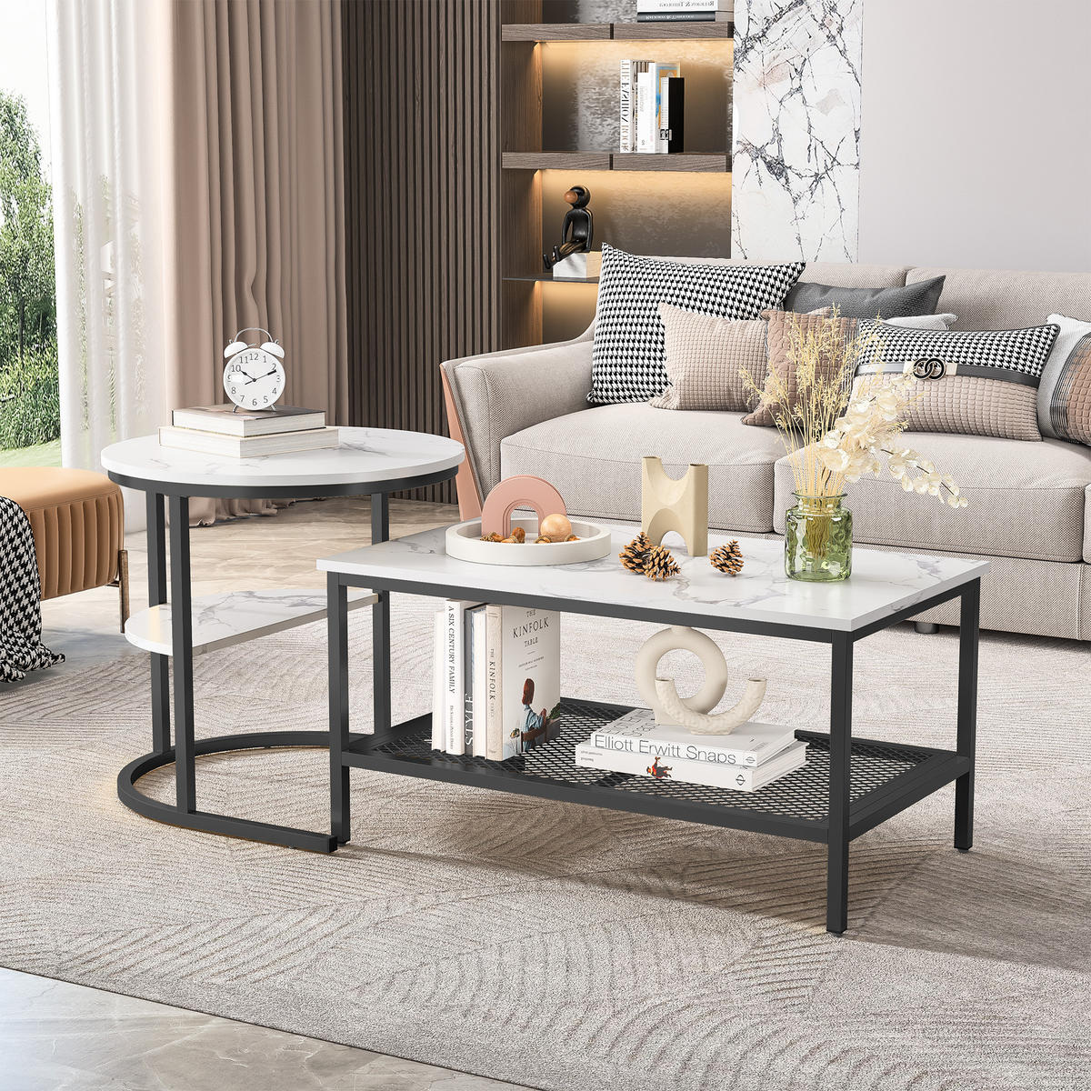 COUCHTISCH Schwarz Halbmond Set - Schwarz, Metall (80/41/51cm) - SHOPENTRA