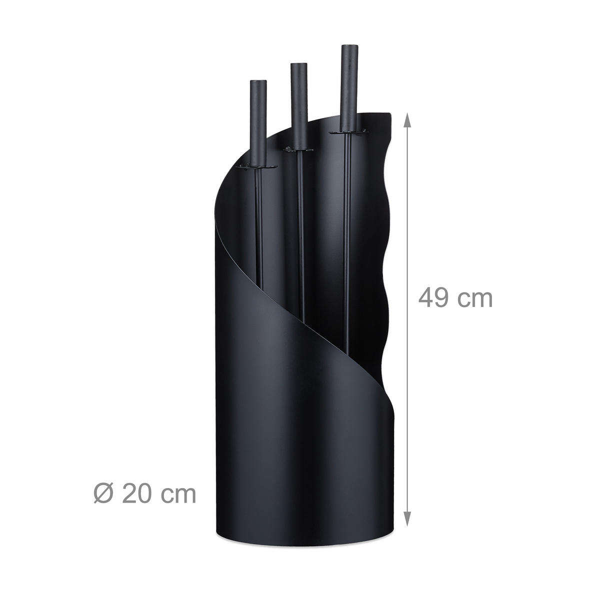 KAMINBESTECK - Schwarz, Metall (20/56.5/20cm) - Relaxdays