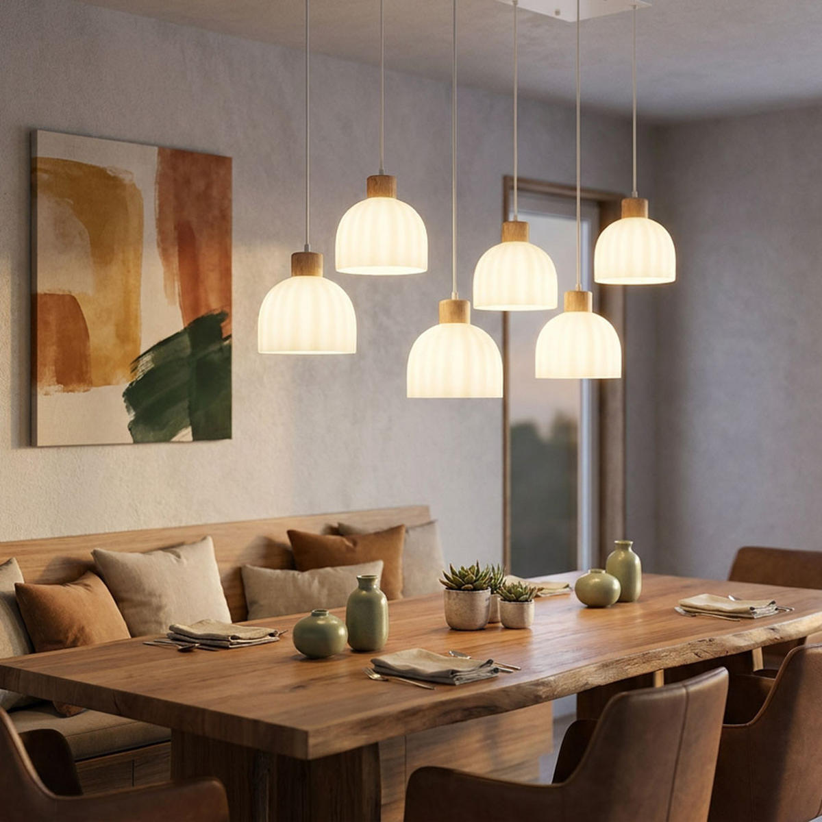 LED PENDELLEUCHTE SWANSON Metall, Weiß matt, kürzbar - Weiß, Holz (105/36/120cm) - Globo Lighting