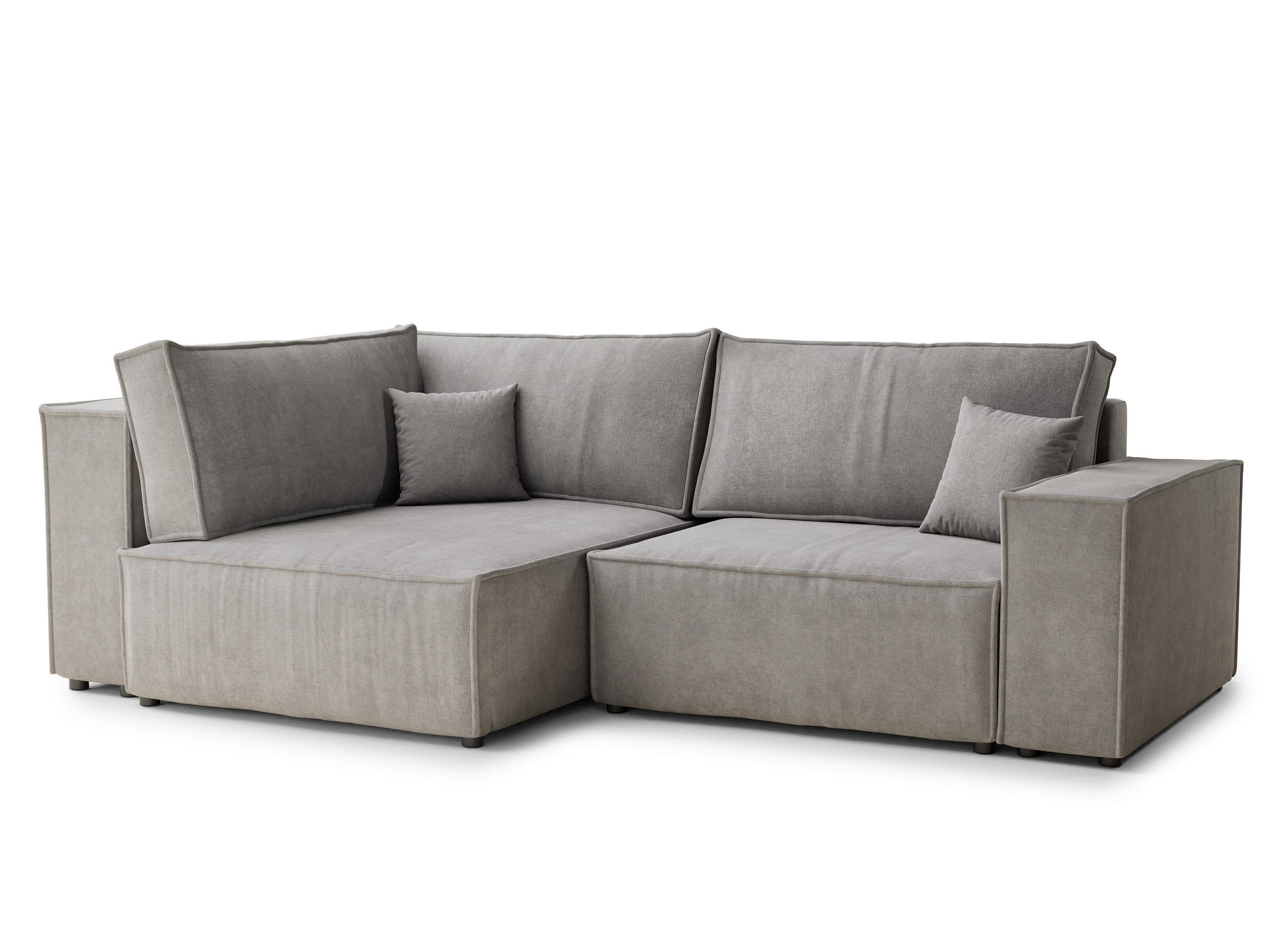 ECKSOFA MIT SCHLAFFUNKTION Tonga Beige grau Webstoff - Greige/Schwarz, Holz/Holzwerkstoff (105/253cm) - Maison de Reve
