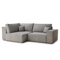 ECKSOFA MIT SCHLAFFUNKTION Tonga Beige grau Webstoff - Greige/Schwarz, Holz/Holzwerkstoff (105/253cm) - Maison de Reve