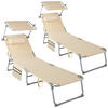 SONNENLIEGE 2er Set Chloé,190 x 68 x 28 cm, mit Seitentasche,beige - Beige, Kunststoff (68/111/161cm) - tectake