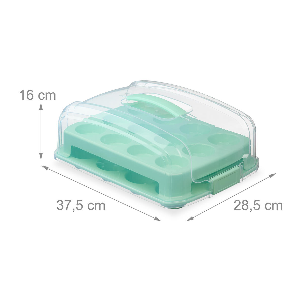 MUFFIN-TRANSPORTBOX - Türkis, Kunststoff (37.5/16/28.5cm) - Relaxdays