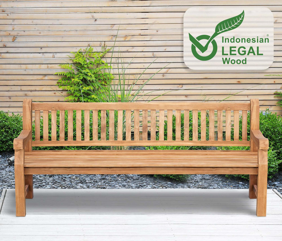 GARTENBANK Teakbank Degad Holz Teak Holzbank 220cm - Teakfarben, Holz (220/93/61cm) - DELUKE