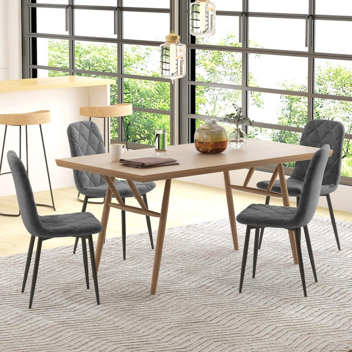 STUHL-SET DE-36032 4 Stück mit Metallbeinen Grau - Grau, Metall (54/87/45cm) - ComfortXL