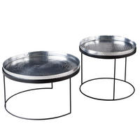 COUCHTISCH 2er Set ELEMENTS Eisen rund Schwarz | Silber 57cm - Silberfarben/Schwarz, Metall (57/57/32cm) - riess-ambiente