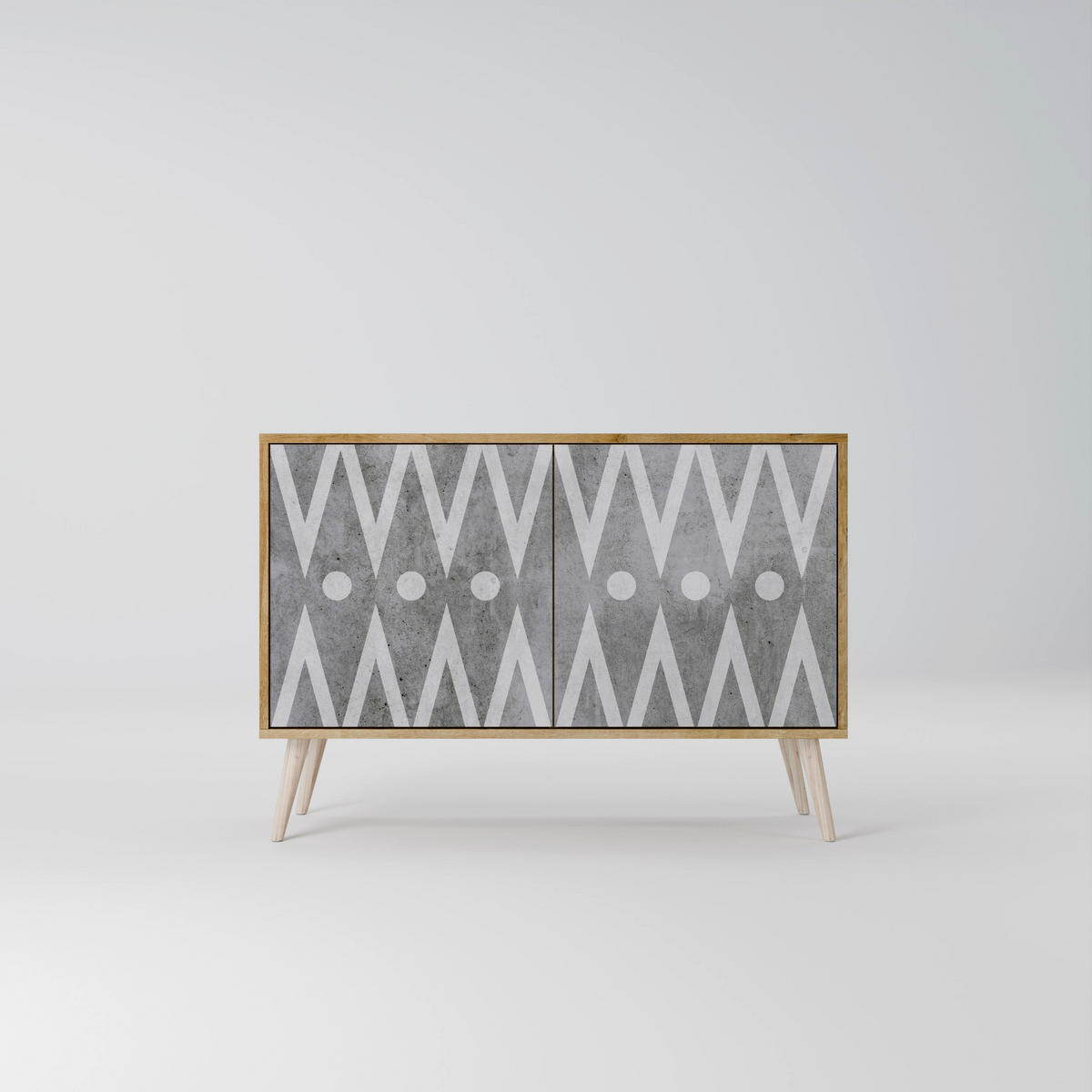 SIDEBOARD SHARP EDGES, Eicheneffekt, 111x42x77,5 cm, 2 Türen - Eichefarben/Buchefarben, Holzwerkstoff/Buchenholz (111/77.5/42cm) - SpaceRebels