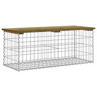 GARTENBANK aus Gabionen 103x44x42 cm Kiefernholz Imprägniert - Braun, Holz (103/42/44cm) - furnicato