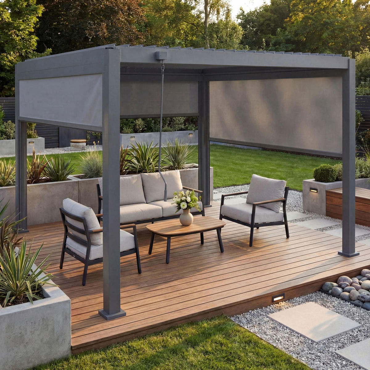 PERGOLA MIT SEITENWAND Anthrazit - Anthrazit, Metall (302/235/302cm) - MCW