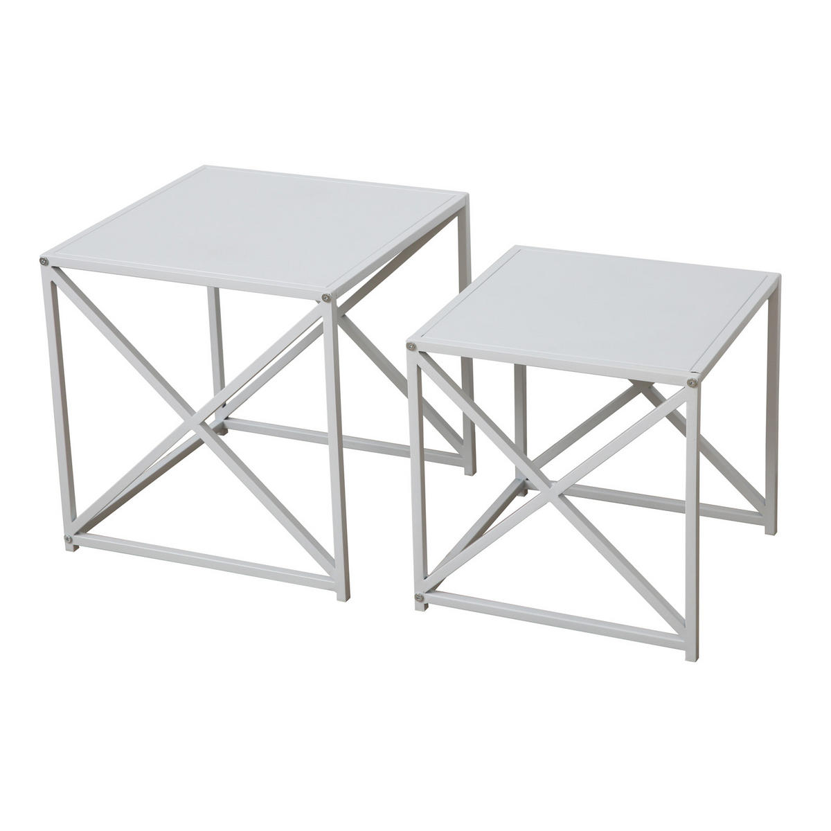BEISTELLTISCH GEMO 2er Set Weiß - Weiß, Metall (40/40/40cm) - SVITA