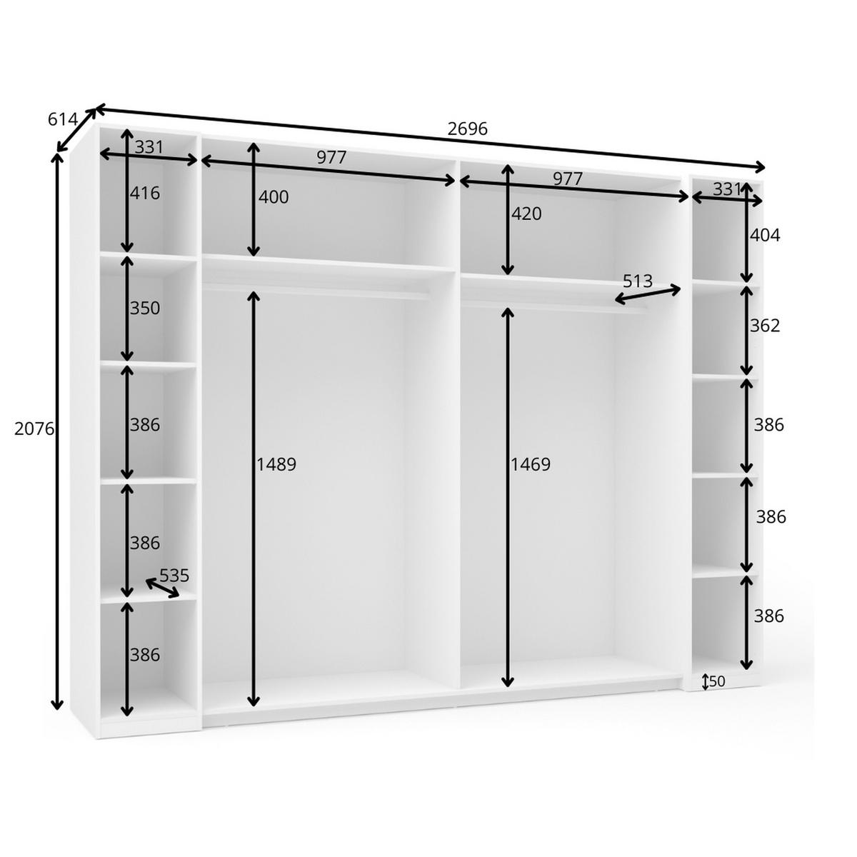 KLEIDERSCHRANK Weiß, Grau 270/208/61 - Weiß/Grau, Holzwerkstoff (270/208/61cm) - RAUMHIRSCH FURNITURE