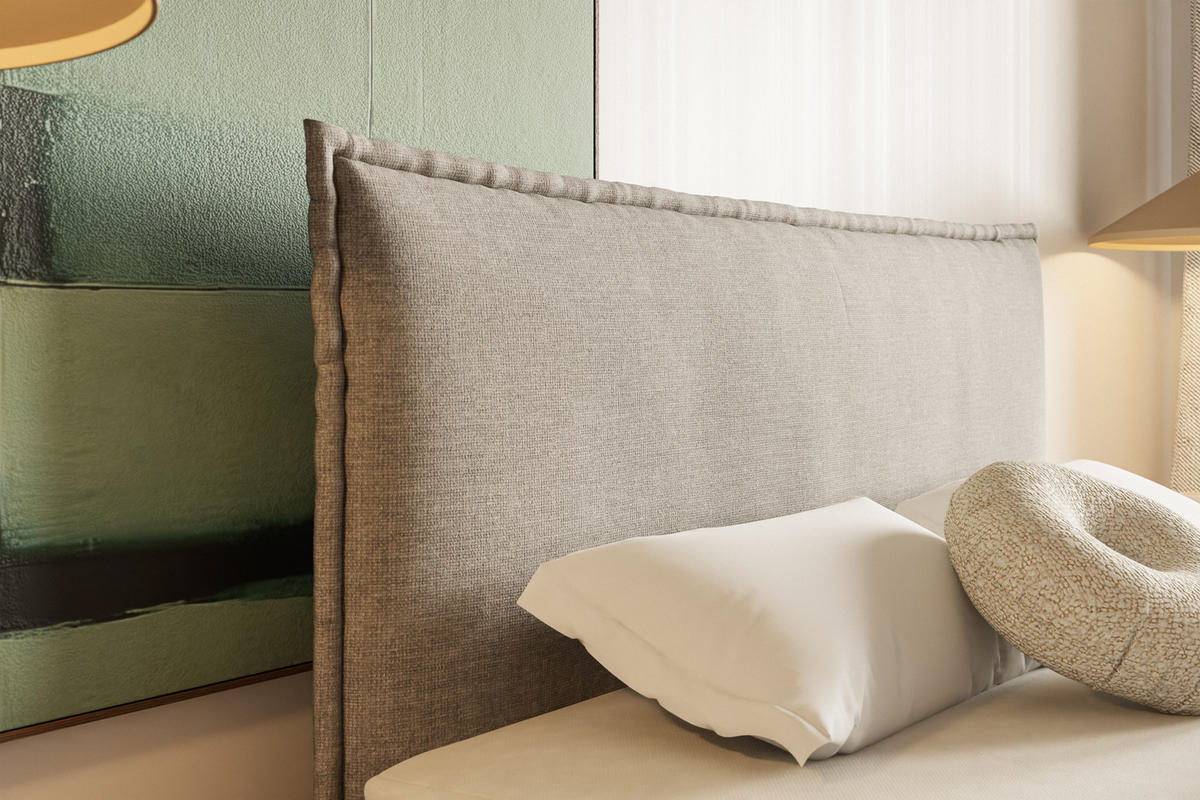 POLSTERBETT COZY mit Bettkasten, Doppelbett - 180x200 cm - Beige/Naturfarben, Holz/Textil (180/200cm) - mybed.