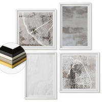 WANDBILDER 4er-Set - 50x50 cm & 40x60 cm Weißer Rahmen - Abstrakte moderne Formen - Weiß, Kunststoff (50/50cm) - ArtPrintCave