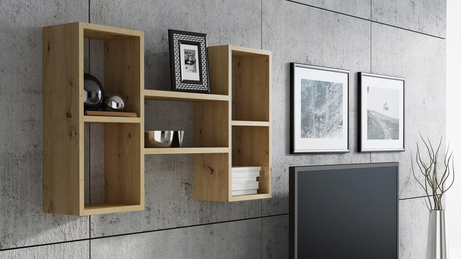 WANDREGAL Polon Artisan Eiche 92/21/65 cm - Eiche Artisan, Holzwerkstoff (92/65/21cm) - Matkam Möbel