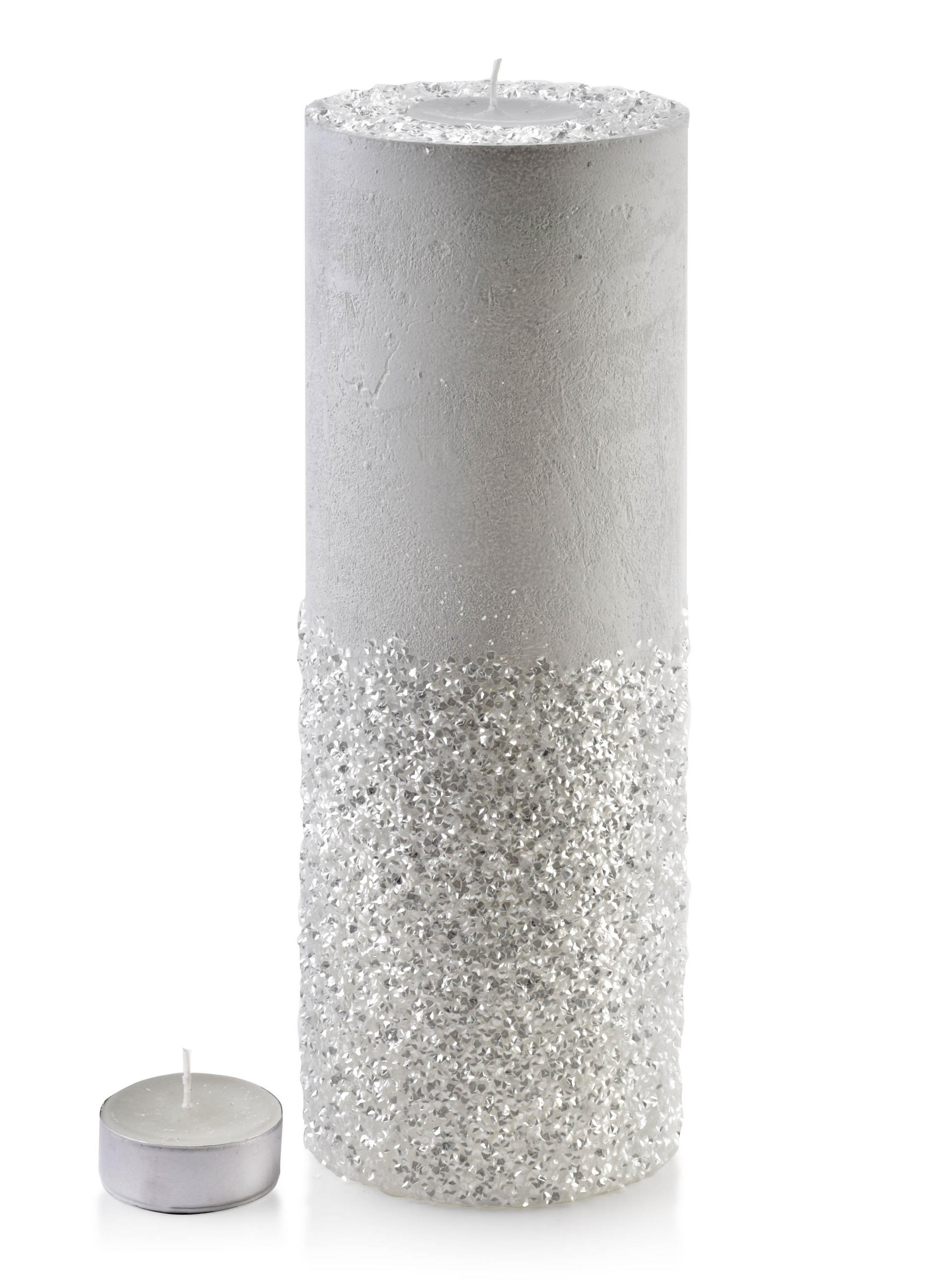 TEELICHTHALTER Diamond Weiß 12/12/36 cm Naturmaterial - Weiß, Naturmaterialien (36cm) - Mondex