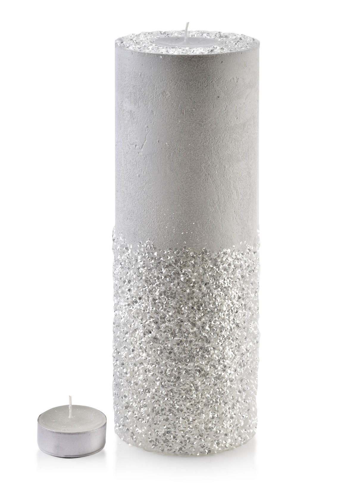 TEELICHTHALTER Diamond Weiß 12/12/36 cm Naturmaterial - Weiß, Naturmaterialien (36cm) - Mondex