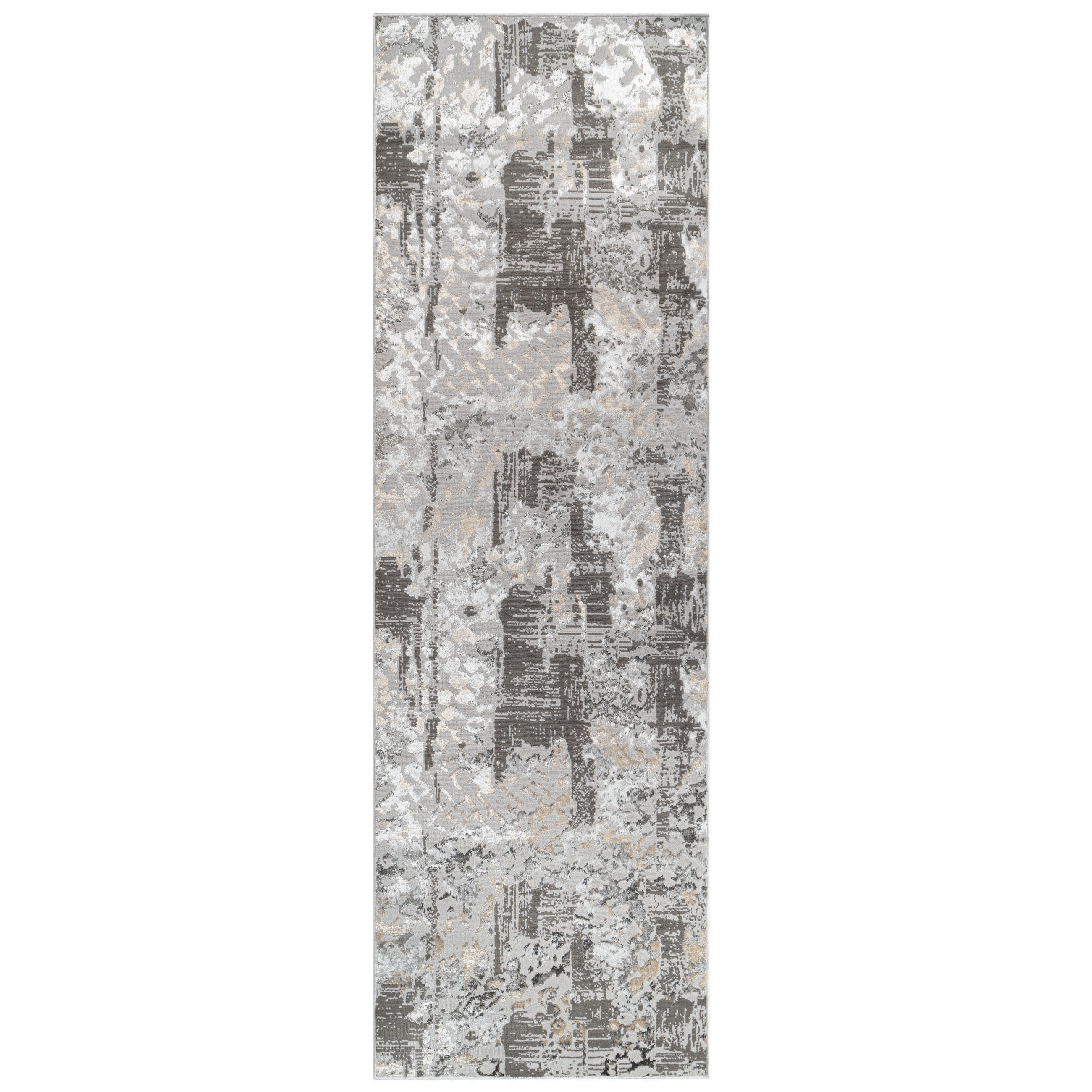 TEPPICHLÄUFER CRYSTAL hellgrau abstrakt 80/500 cm - Hellgrau, Textil (80/500cm) - Tapiso