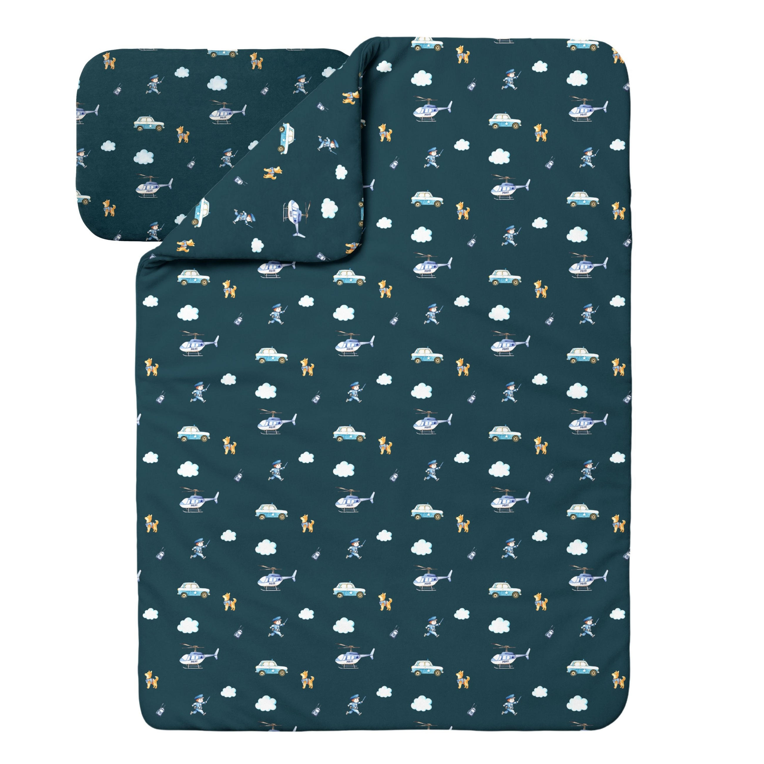 BAMBUSOVÁ posteľná bielizeň pre bábätká Polícia - tmavomodrá, textil (100/135cm) - waldin