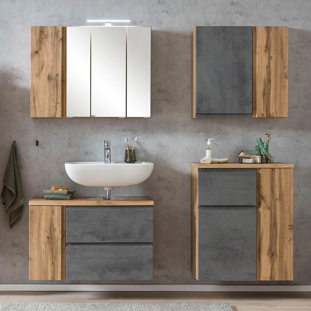 Lomado Badmöbel-Set Grau 165x200x35 cm