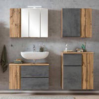 BADMÖBEL-SET 4-TLG. Vasto-03 - Grau, Holzwerkstoff (165/200/35cm) - Lomado