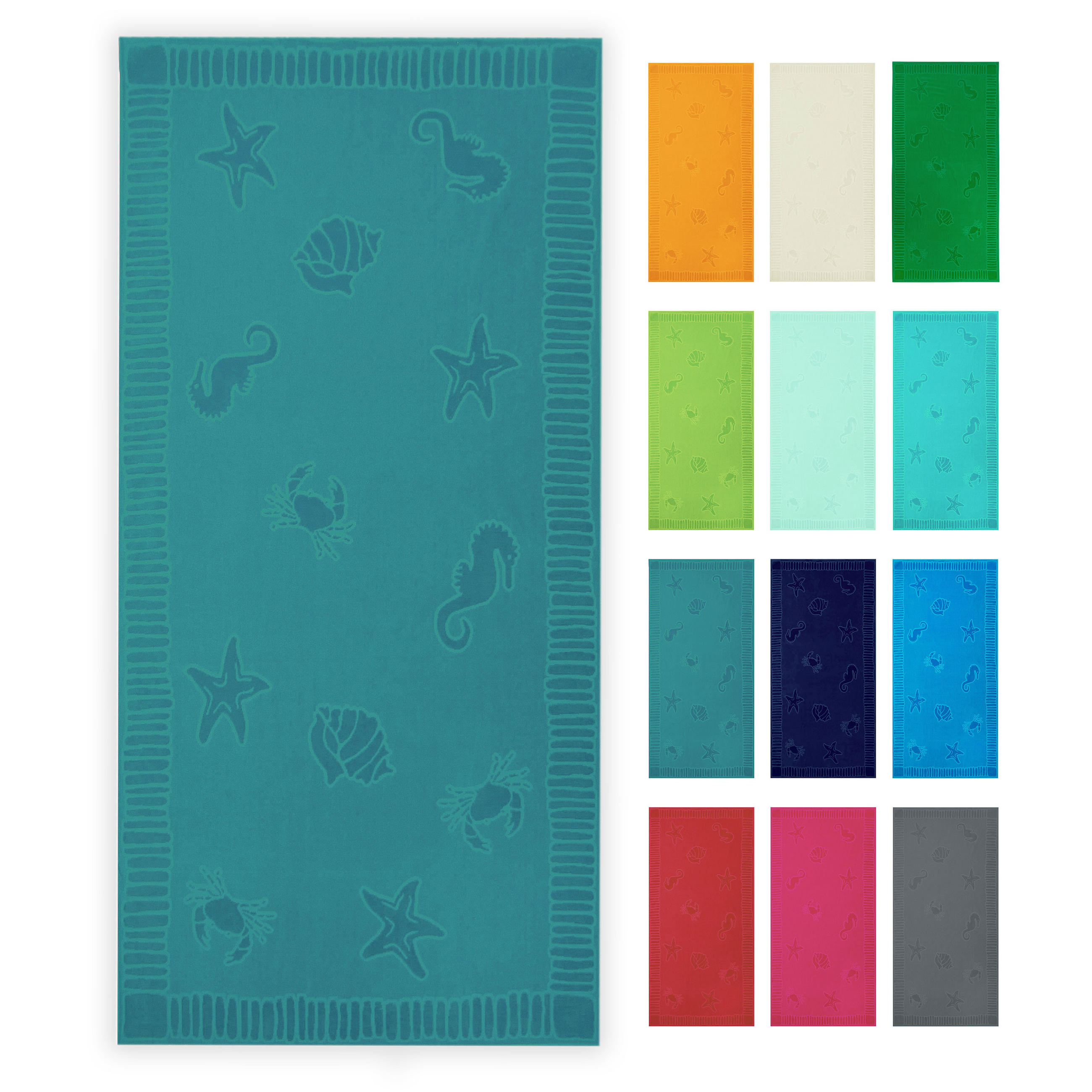 STRANDTUCH, 100x200 cm, 100% Baumwolle, Grün - Petrol, Textil (100/200cm) - Zollner