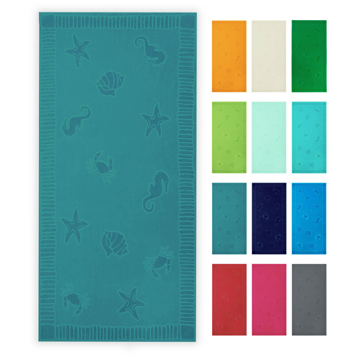 STRANDTUCH, 100x200 cm, 100% Baumwolle, Grün - Petrol, Textil (100/200cm) - Zollner