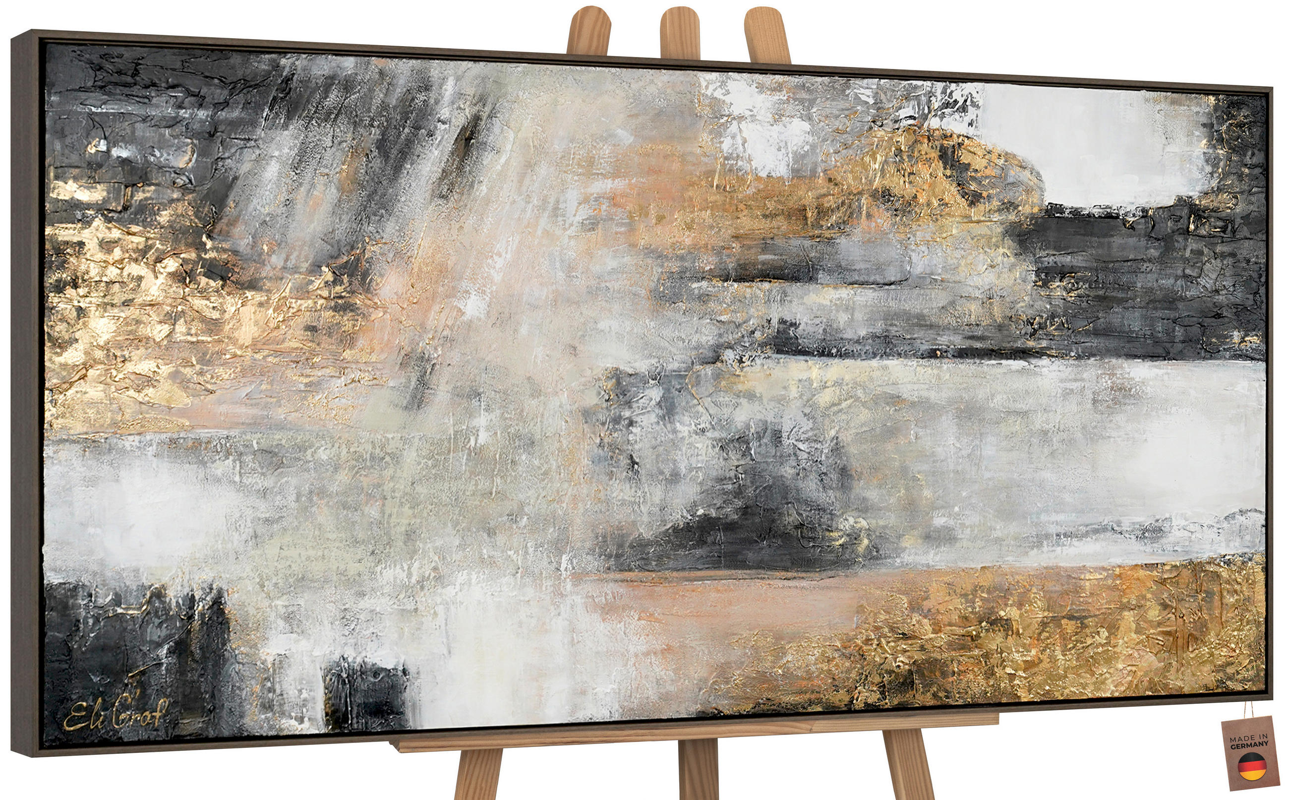 YS-art gallery Gemälde Grau 100x50 cm