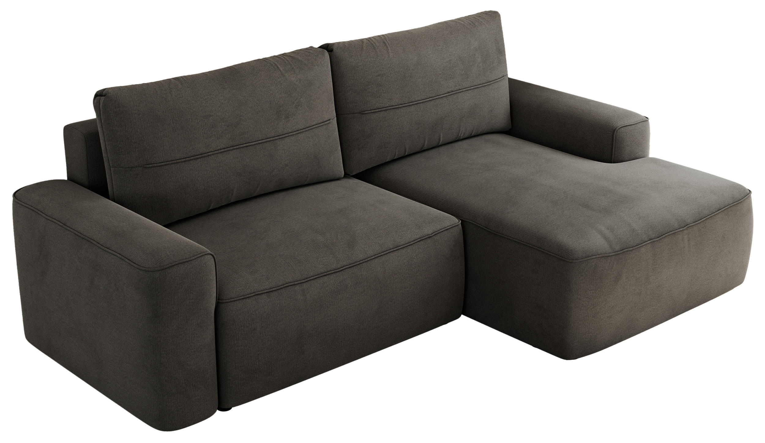 ECKSOFA BELLUNO L Dunkelgrau Velvet - Rechts - Dunkelgrau/Schwarz, Textil (233/144cm) - MKS